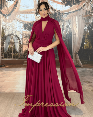 Vestido de Festa Longo Marsala Dois em Um