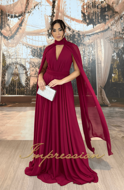 Vestido de Festa Longo Marsala Dois em Um