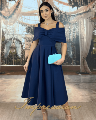 Vestido de Festa Midi Azul Marinho