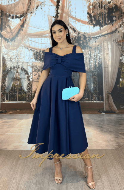 Vestido de Festa Midi Azul Marinho
