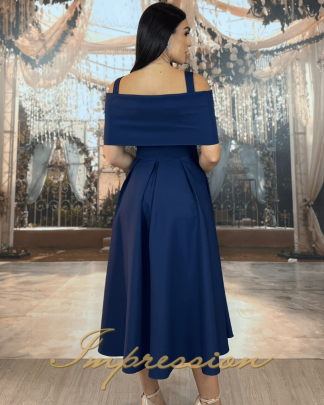 Vestido de Festa Midi Azul Marinho