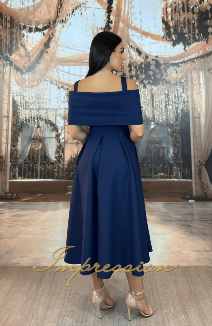 Vestido de Festa Midi Azul Marinho - Imagem 2
