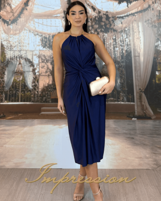 Vestido de Festa Midi Azul Marinho