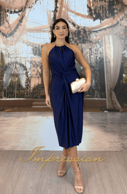 Vestido de Festa Midi Azul Marinho