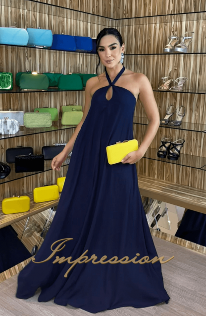 Vestido de Festa Longo Azul Marinho