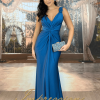 Vestido de Festa Longo Azul Petroleo