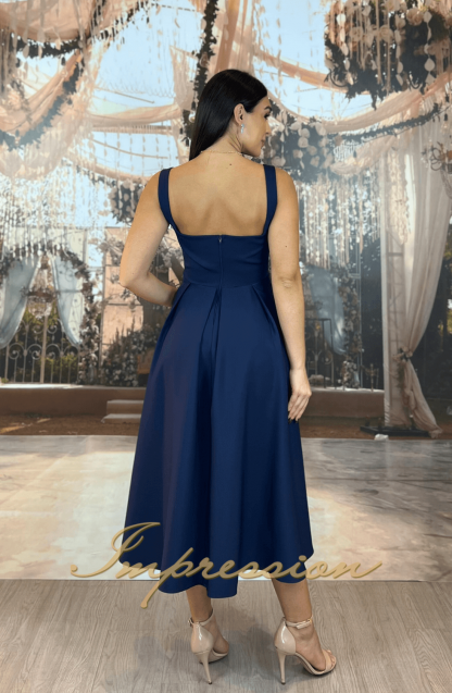 Vestido de Festa Midi Azul Marinho - Imagem 5