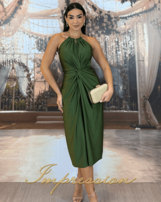 Vestido de Festa Midi Verde Oliva