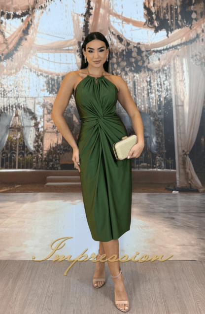 Vestido de Festa Midi Verde Oliva