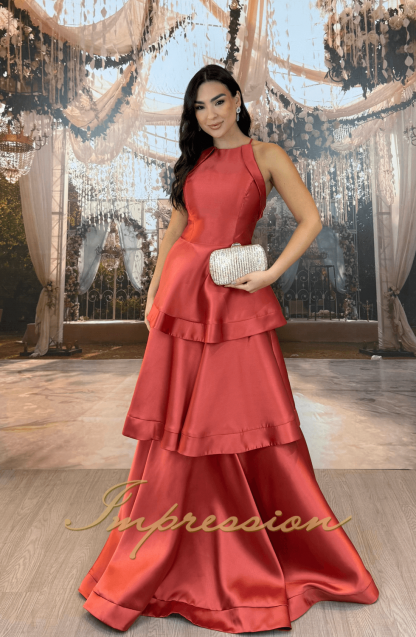 Vestido de Festa Longo Terracota