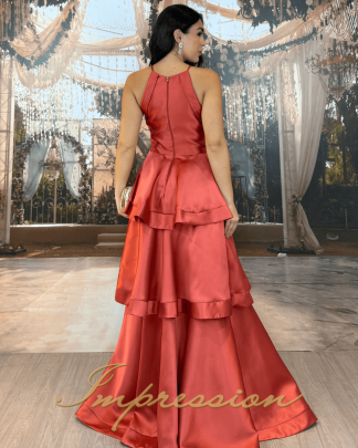 Vestido de Festa Longo Terracota