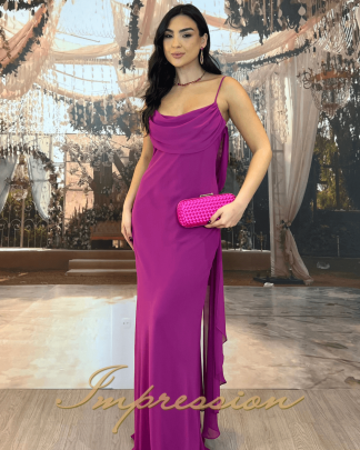 Vestido de Festa Longo Fucsia
