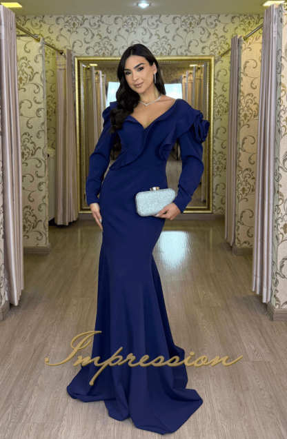 Vestido de Festa Longo Azul Marinho