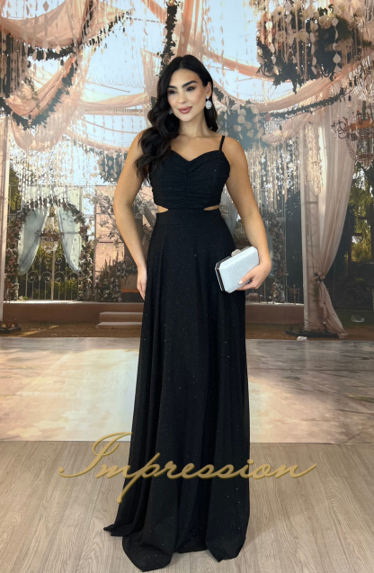 Vestido de Festa Longo Preto Brilho