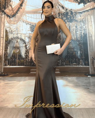 Vestido de Festa Longo Marrom