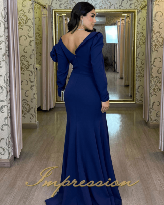Vestido de Festa Longo Azul Marinho