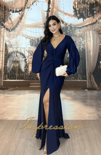 Vestido de Festa Longo Azul Marinho