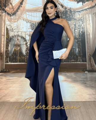 Vestido de Festa Longo Azul Marinho