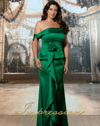 Vestido de Festa Longo Plus Size Verde Bandeira
