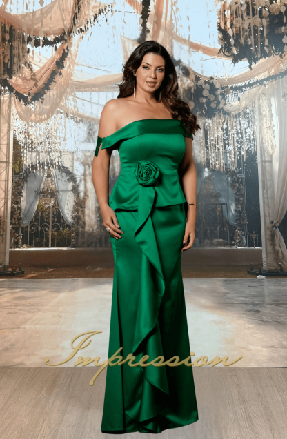 Vestido de Festa Longo Plus Size Verde Bandeira