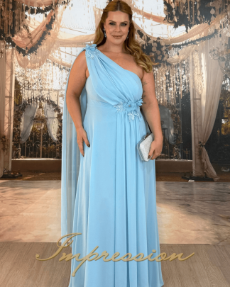 Vestido de Festa Longo Plus Size Azul Serenity