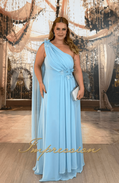 Vestido de Festa Longo Plus Size Azul Serenity