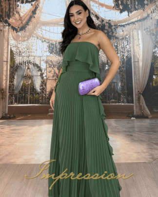 Vestido de Festa Longo Verde Oliva