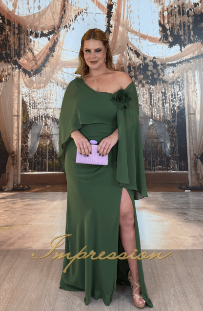 Vestido de Festa Longo Plus Size Verde Oliva