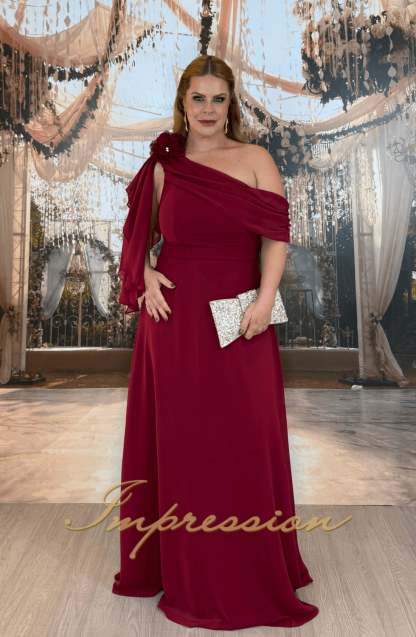 Vestido de Festa Longo Plus Size Marsala