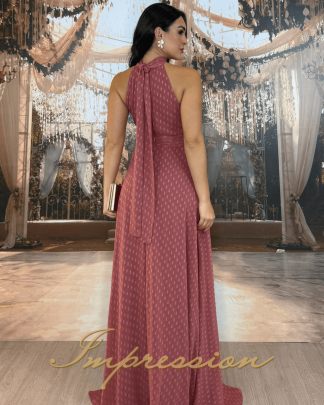 Vestido de Festa Longo Rosa Canela