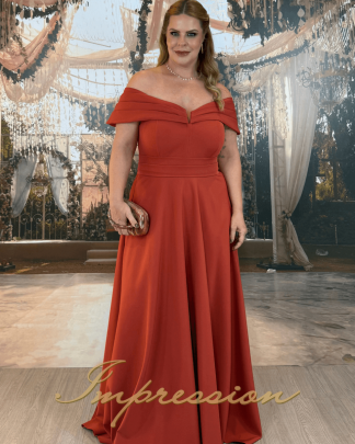 Vestido de Festa Longo Plus Size Terracota