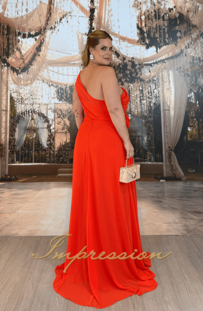 Vestido de Festa Longo Plus Size Laranja - Imagem 2