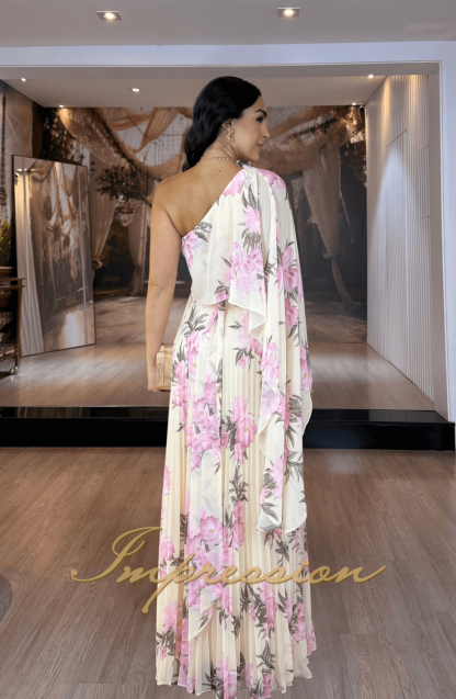 Vestido de Festa Longo Amarelo Floral - Imagem 2