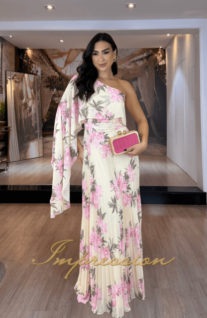 Vestido de Festa Longo Amarelo Floral