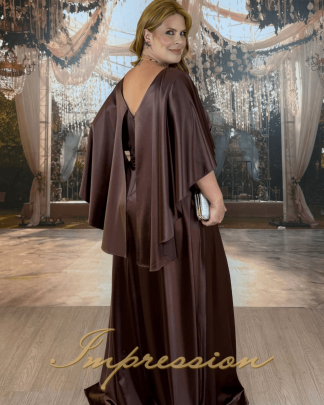 Vestido de Festa Longo Plus Size Marrom