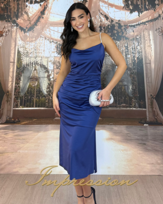 Vestido de Festa Midi Azul Marinho