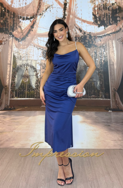 Vestido de Festa Midi Azul Marinho