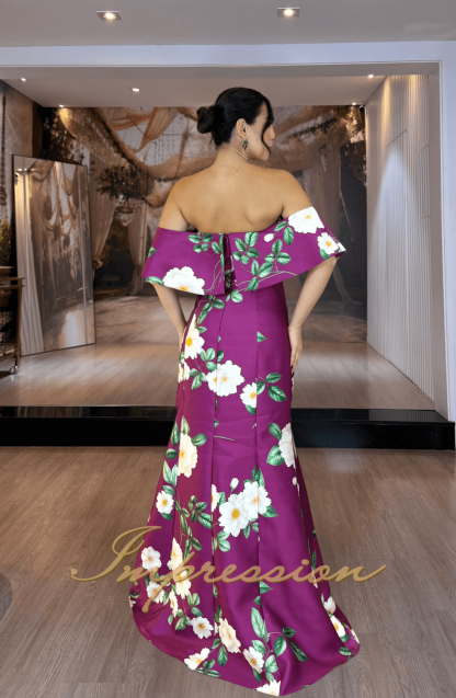 Vestido de Festa Longo Fucsia Floral - Imagem 2