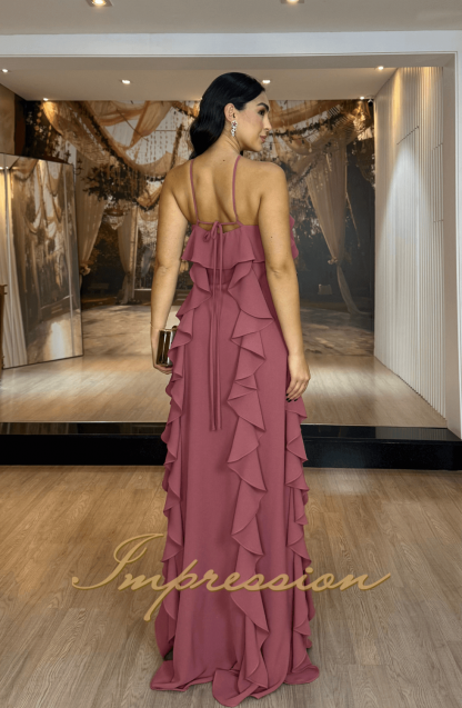 Vestido de Festa Longo Rosa Canela - Imagem 2