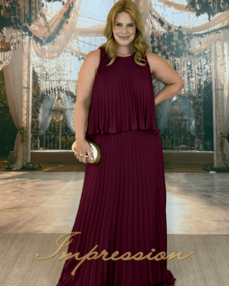 Vestido de Festa Longo Plus Size Marsala