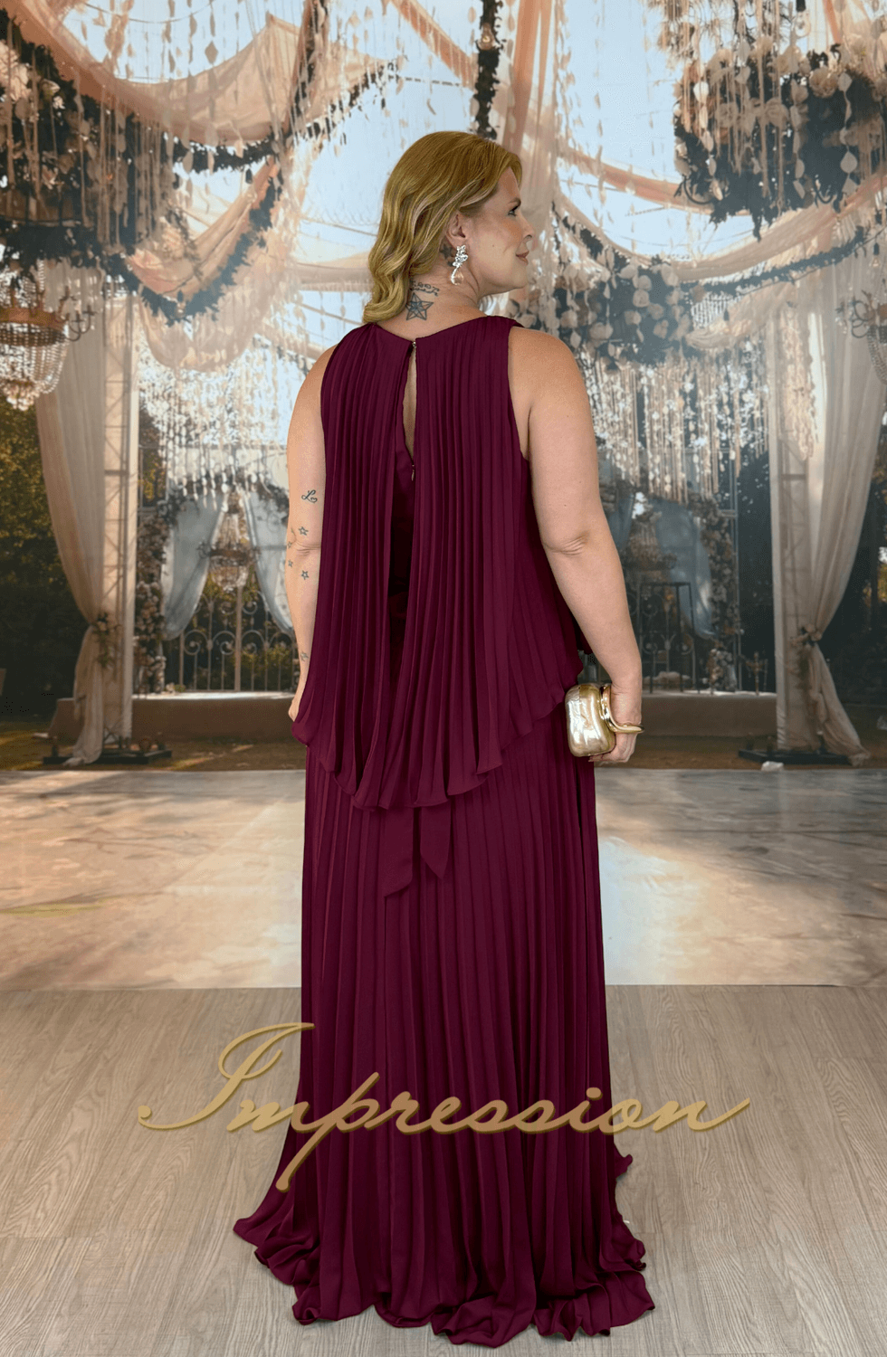 Vestido de Festa Longo Plus Size Marsala - Imagem 2