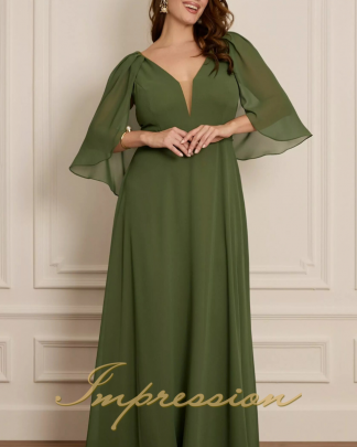 Vestido de Festa Longo Plus Size Verde Oliva