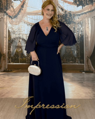 Vestido de Festa Longo Plus Size Marinho