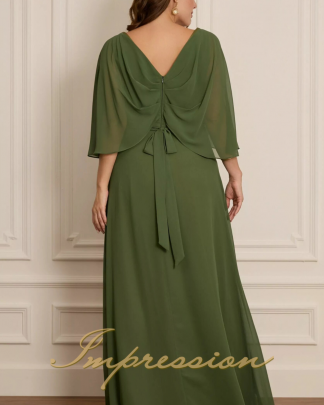Vestido de Festa Longo Plus Size Verde Oliva
