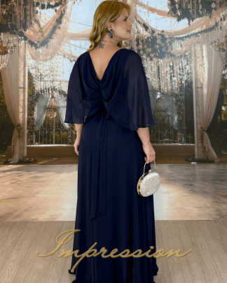 Vestido de Festa Longo Plus Size Marinho