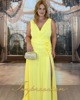 Vestido de Festa Longo Plus Size Amarelo