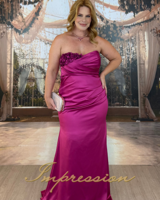 Vestido de Festa Longo Plus Size Fucsia
