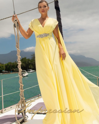 Vestido de Festa Longo Amarelo