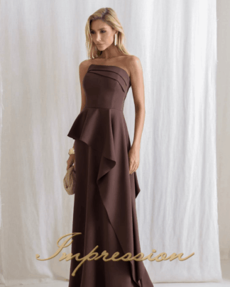 Vestido de Festa Longo Marrom